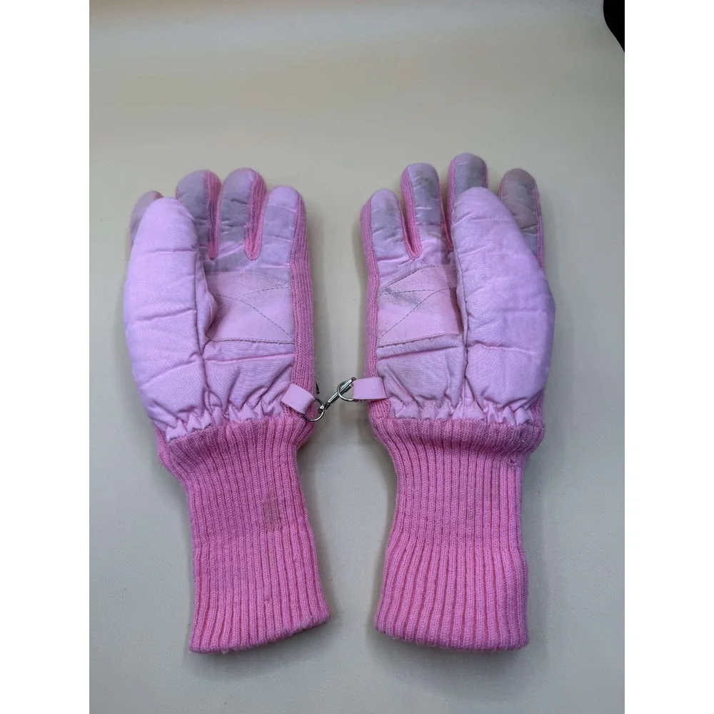 Vintage Pink Quilted Thinsulate Gloves Soft Winter Warm Size Small